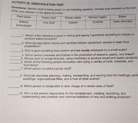 identification test instruction sample