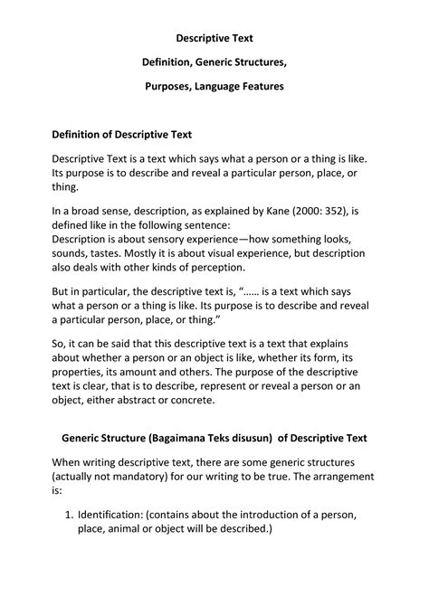 identify the generic structure of descriptive text have you make