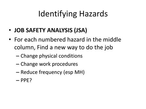 identifying hazards in JSA