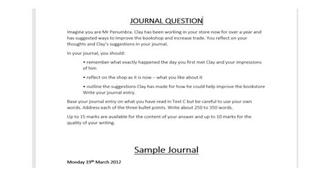 igcse journal writing format