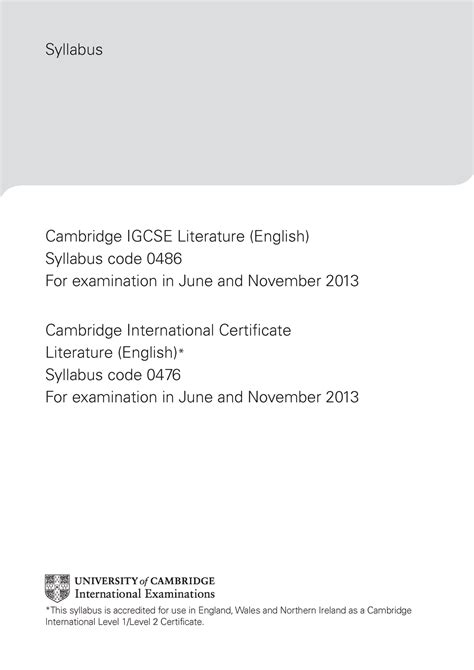 igcse literature syllabus