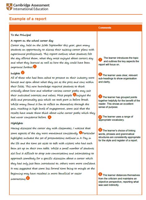 igcse report writing samples