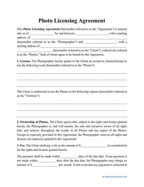 Image Licensing Agreement Template