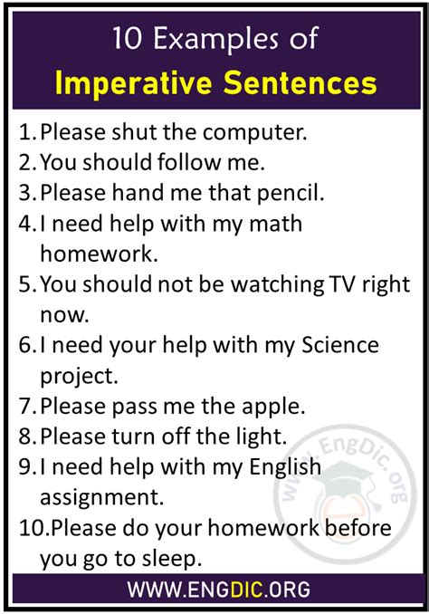 imperative sentence 10 examples command