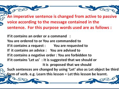 imperative sentence active to passive exercise with answers
