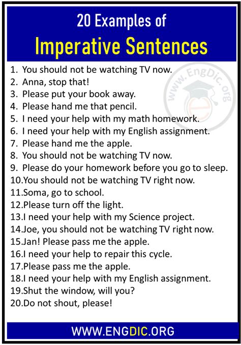 imperative sentence command examples
