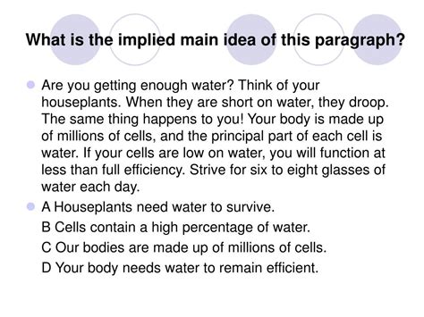 implied main idea paragraph examples