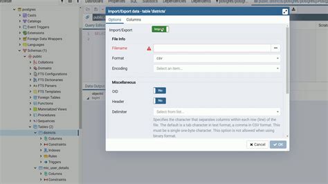 import csv into postgresql pgadmin 4