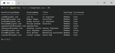 import csv powershell example
