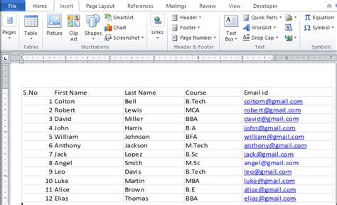 import excel spreadsheet into word document