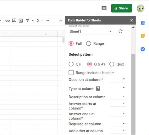 import google forms to sheets