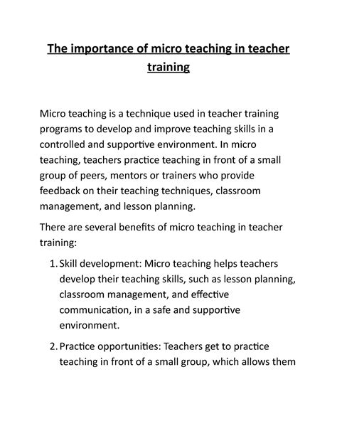 importance of micro teaching pdf notes