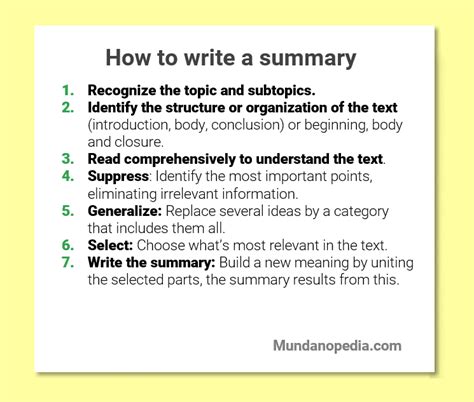 importance of summary writing in points