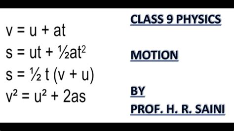 important formulas of motion class 9