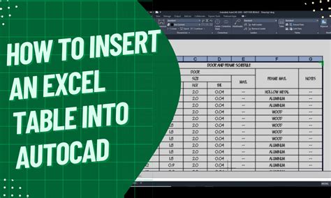 importing excel spreadsheet tables into autocad based products