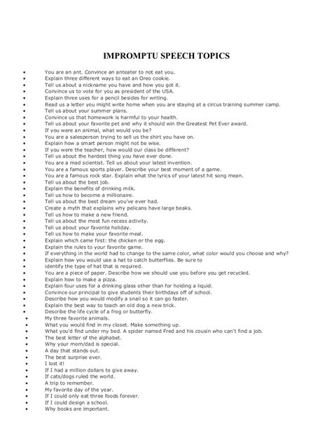 impromptu speech meaning and examples