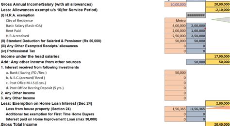 income tax return in excel format