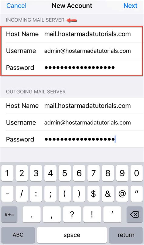 incoming mail server settings for gmail on iphone