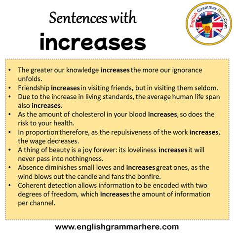 increase in a sentence examples
