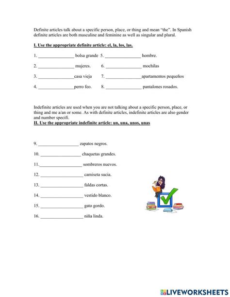 indefinite articles in spanish exercises