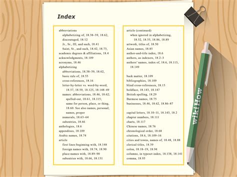 index meaning in english with example