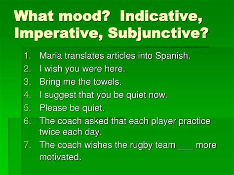 indicative vs subjunctive vs imperative vs conditional