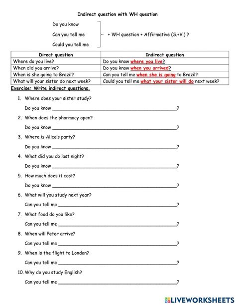 indirect questions with wh questions