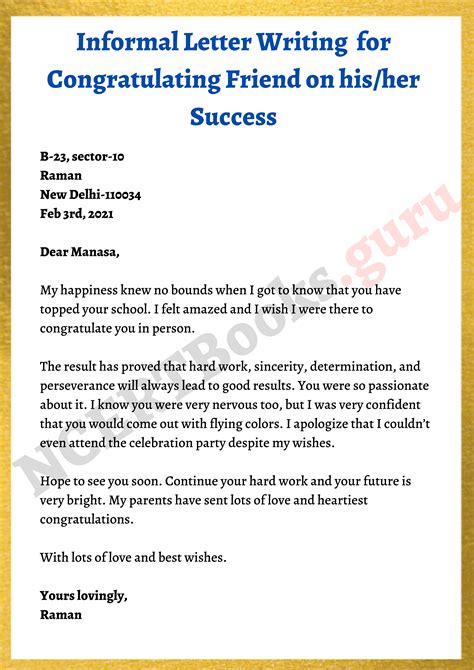 informal letter example for class 5
