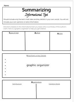 informational text summary template
