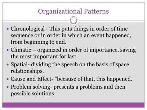 informative speech organization patterns