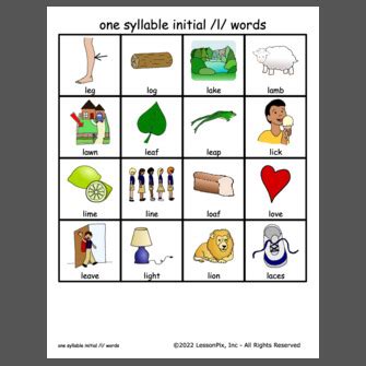 initial l words one syllable