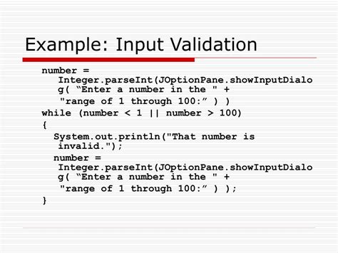 input validation examples