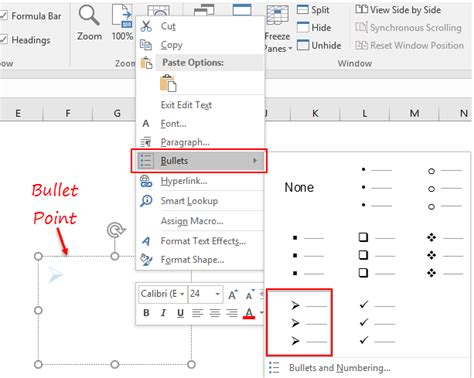 insert bullet points in excel cell mac