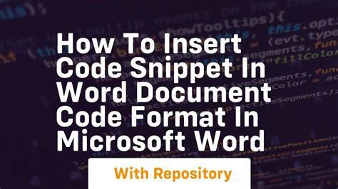 insert code snippet in word document
