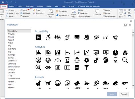 insert document icon into word