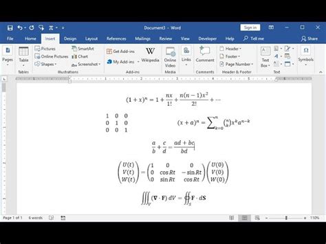 insert equation in word shortcut key