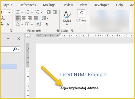 insert html into word