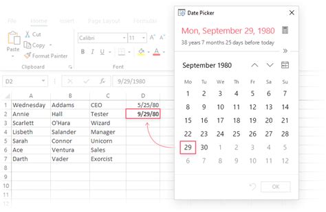 insert list of dates in excel