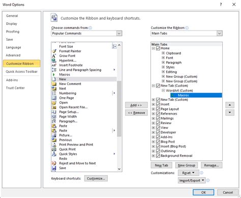 insert macro in word document
