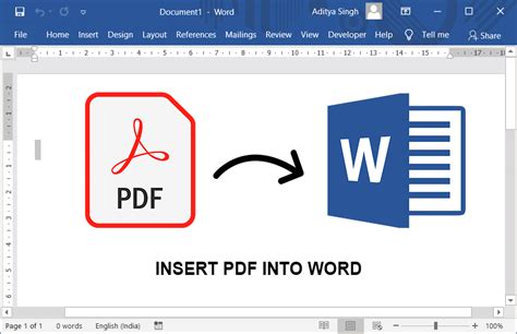 insert pdf document in word