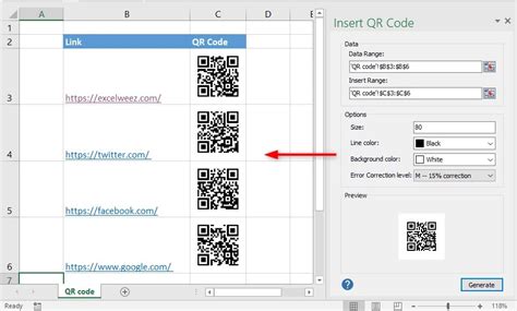 insert qr code in excel 365