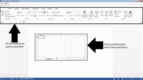 insert word document into excel sheet