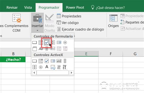 insertar check list en excel 365