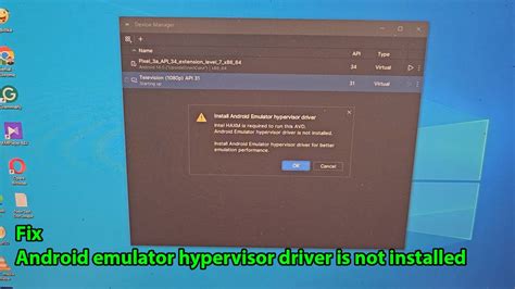 install android emulator hypervisor driver