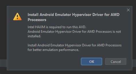install android emulator hypervisor driver is not installed