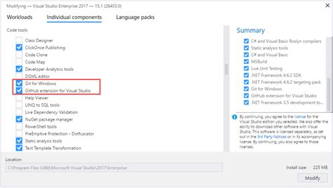 install git in visual studio 2017