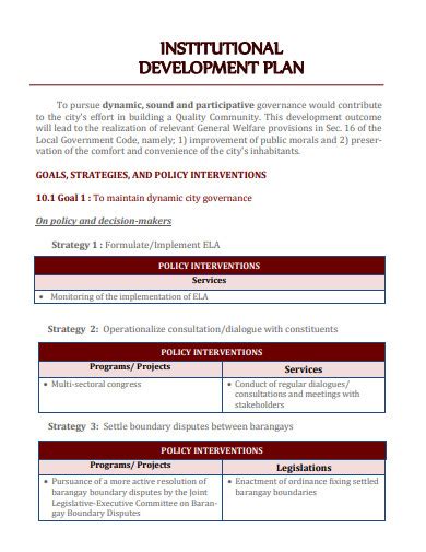 institutional development examples