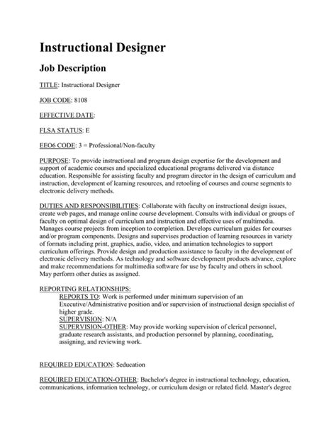instructional design description