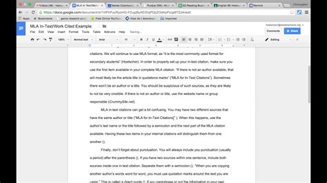 internal citation example mla