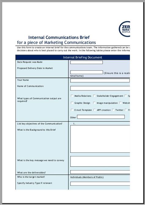 internal communication document example
